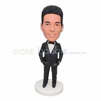 Custom black suit bobblehead