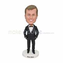 Personalised custom man in black suit bobblehead 